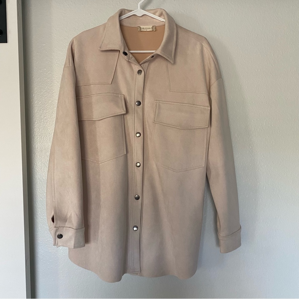 Tan Suede Button-Up Jacket